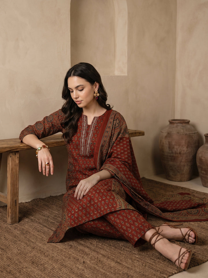 Gerua Maroon Printed Straight Suit Set