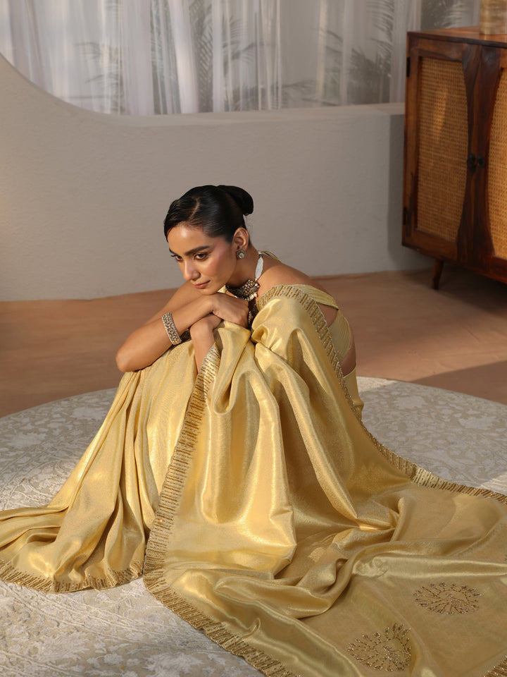 Gold Woven Design Silk Blend Saree