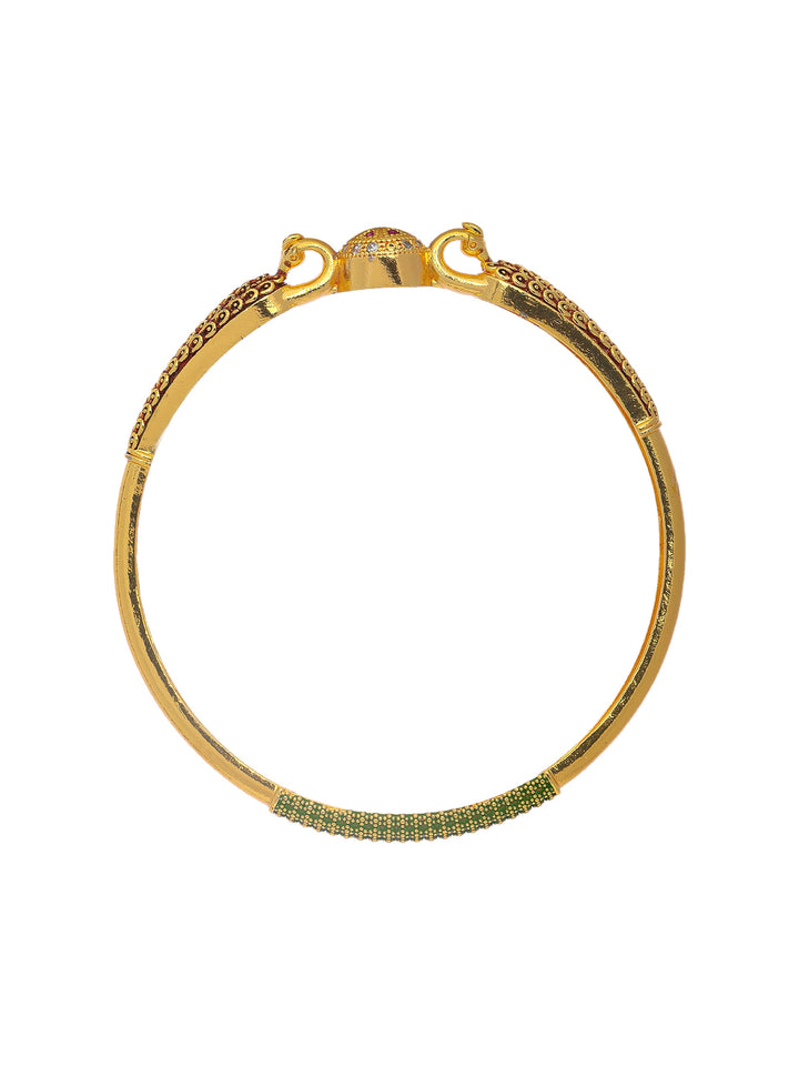 Libas Gold-Plated Peacock Brass Kada Bangles