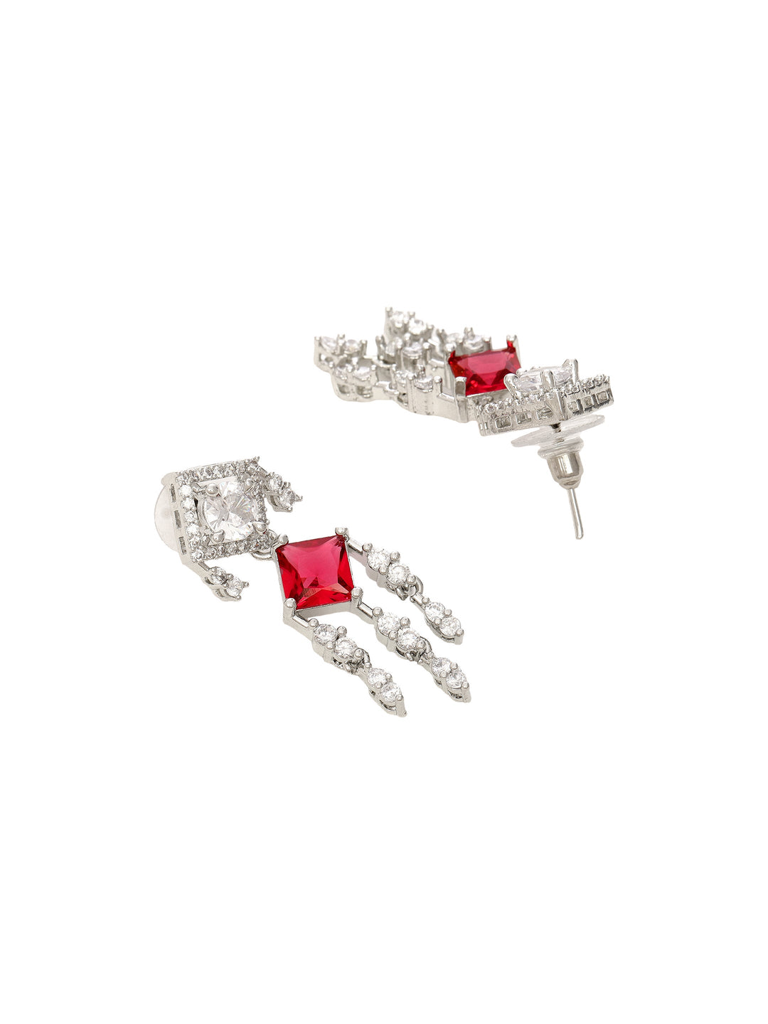 Libas Silver Plated AD Red Stone Necklace Set