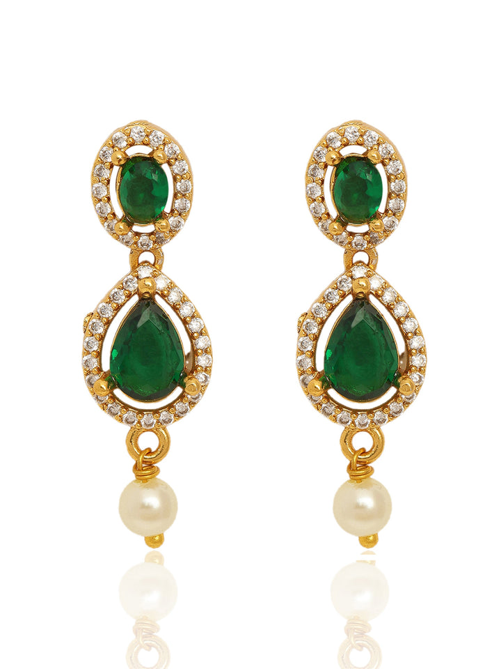 Libas Floral Design AD Emerald Stone Necklace Set