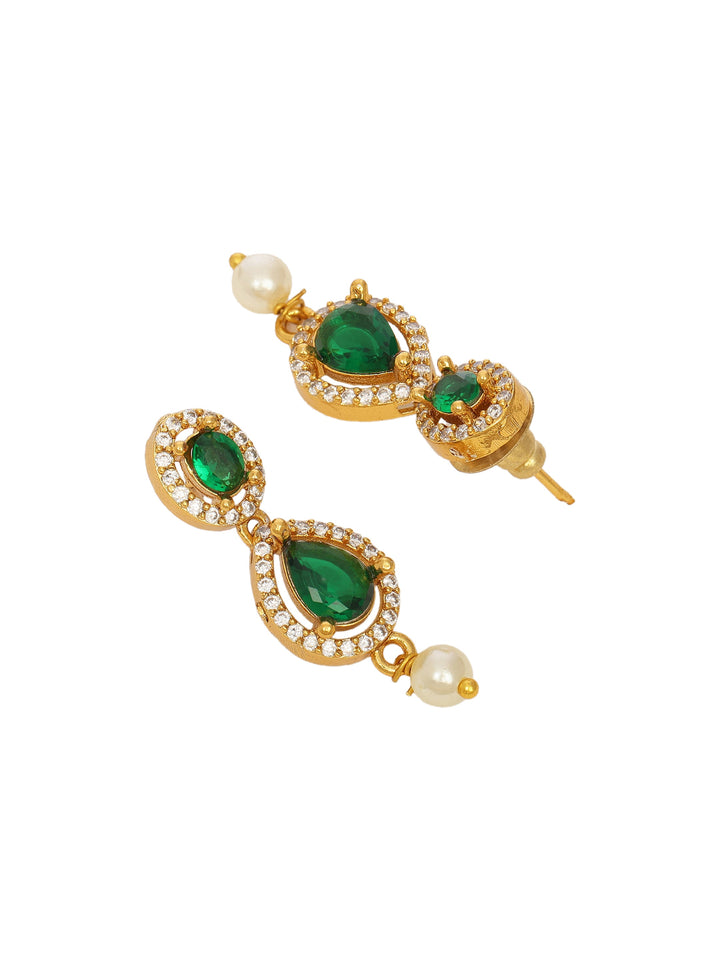 Libas Floral Design AD Emerald Stone Necklace Set