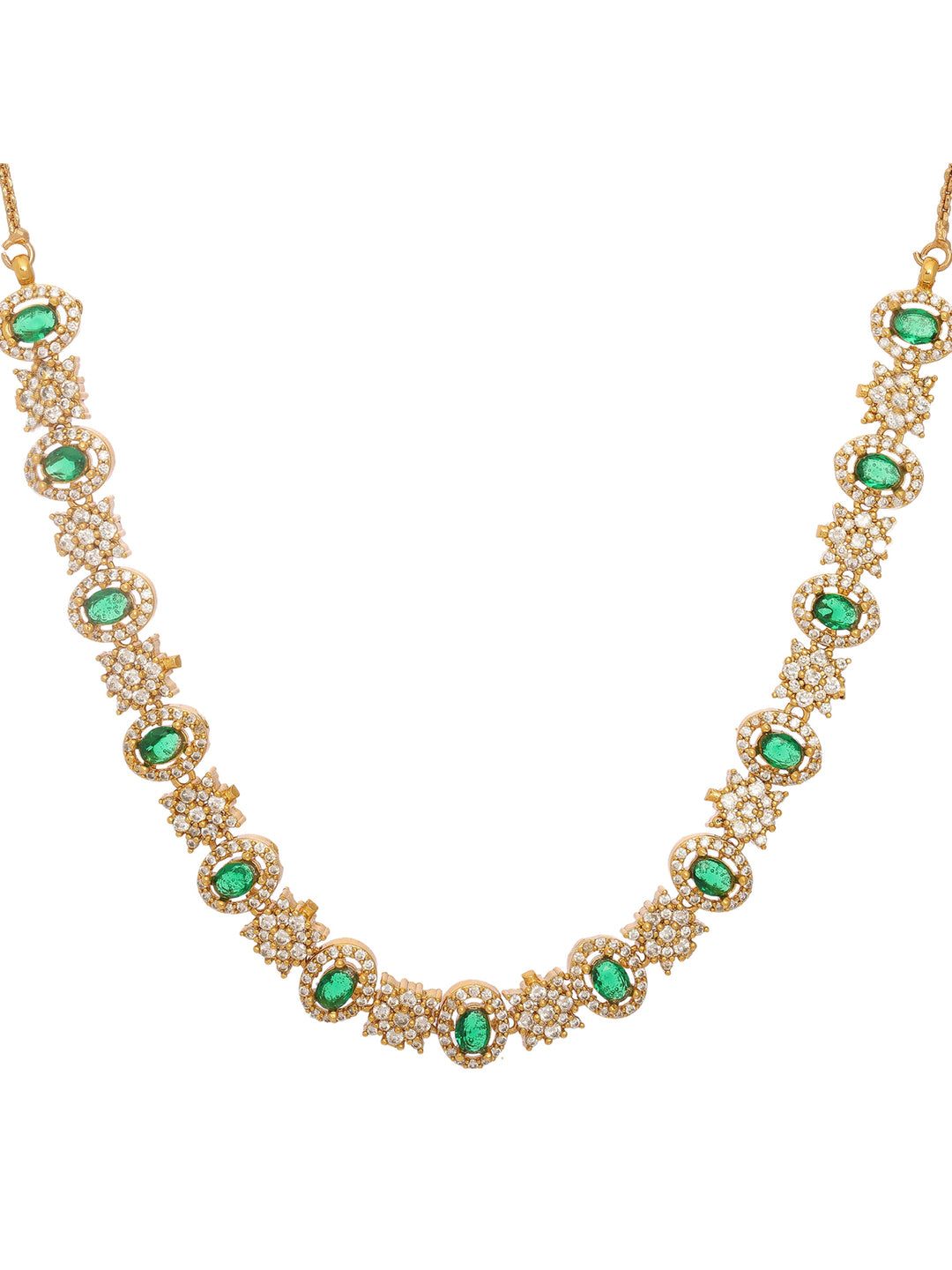 Libas Floral Design AD Emerald Stone Necklace Set