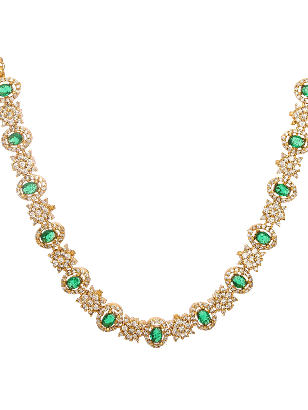 Libas Floral Design AD Emerald Stone Necklace Set
