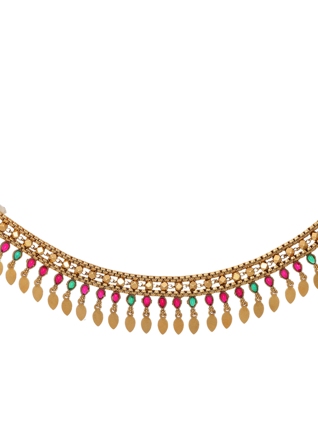 Libas Multicolour Stone Traditional Fringe Necklace Set