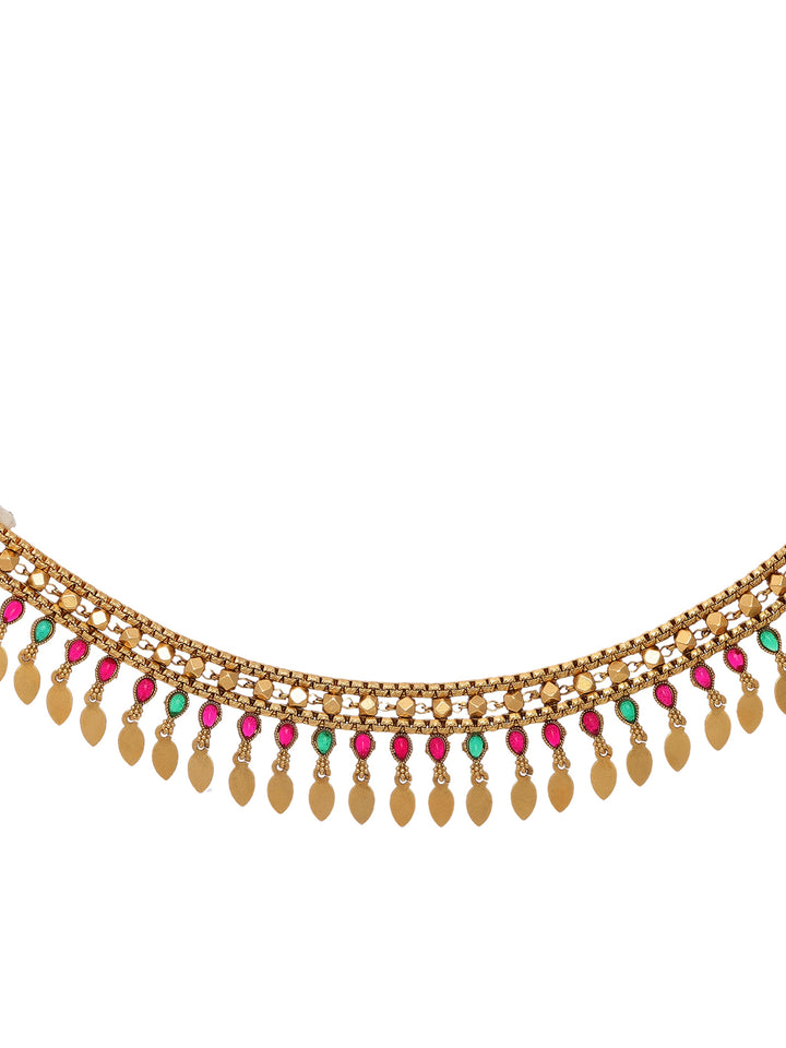 Libas Multicolour Stone Traditional Fringe Necklace Set