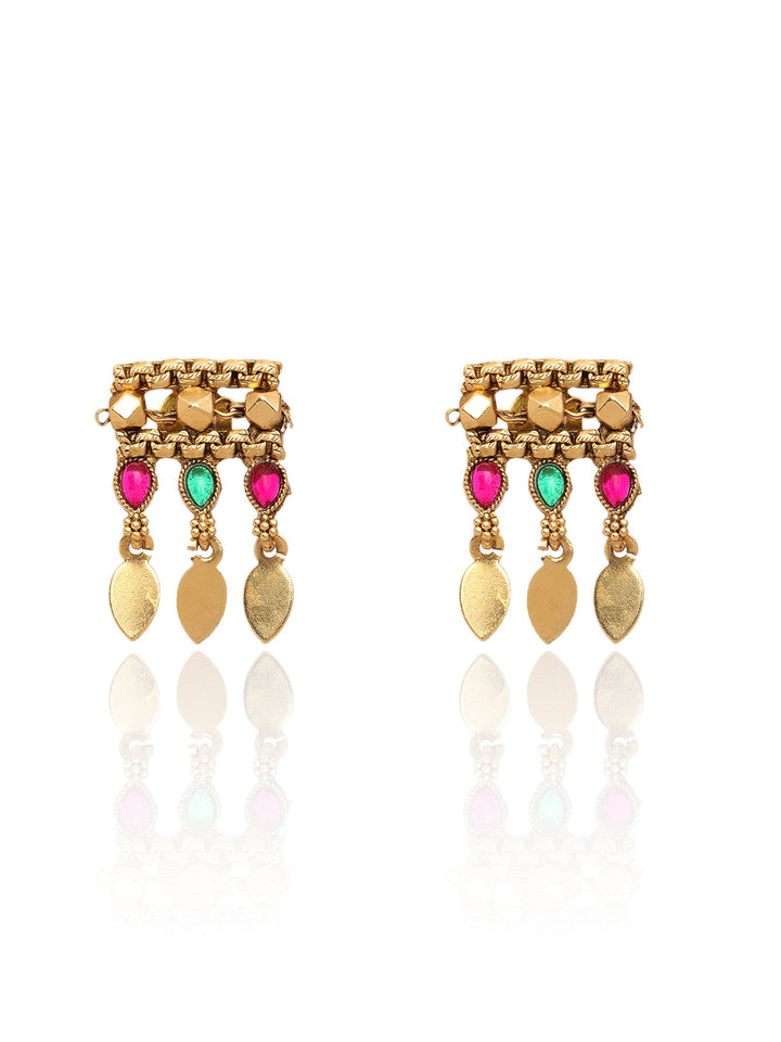 Libas Multicolour Stone Traditional Fringe Necklace Set