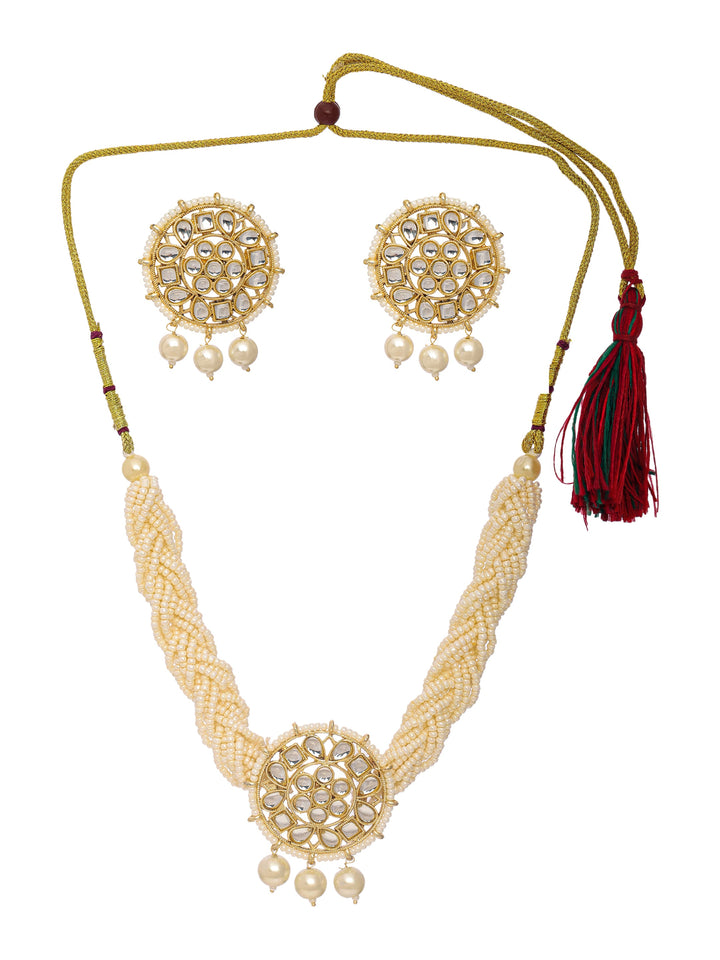 Libas Pearl Beaded Kundan Necklace Set