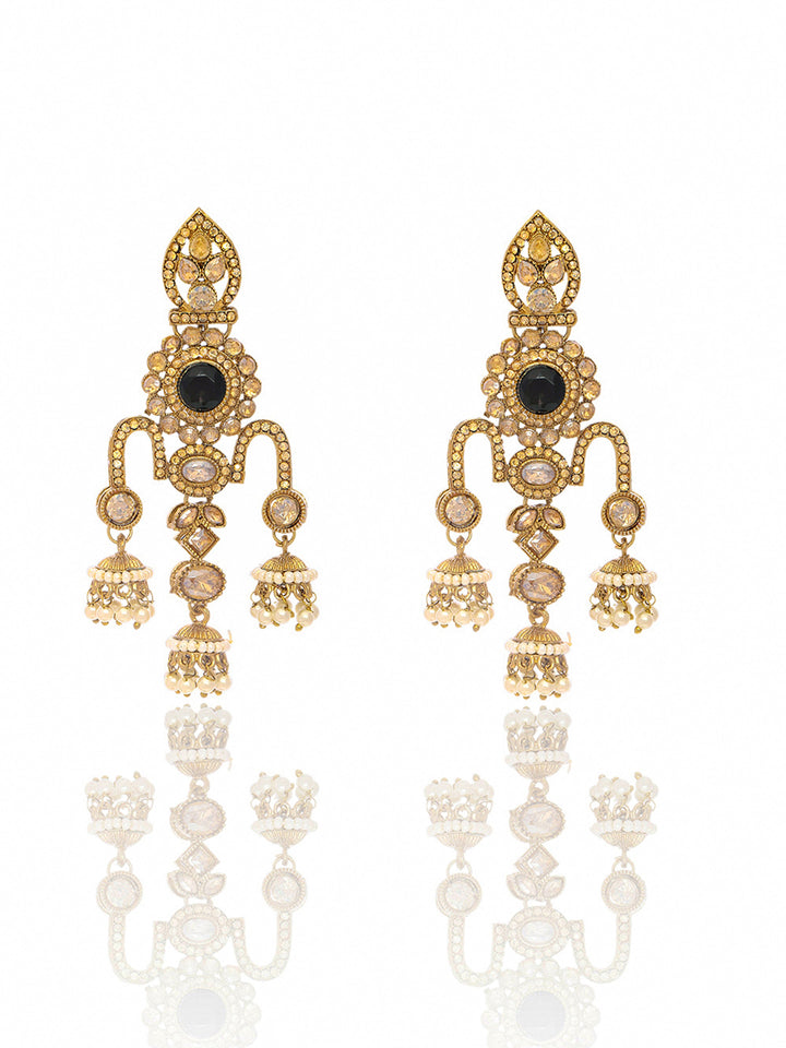 Libas Gold Plated Earrings with Pearl Drops