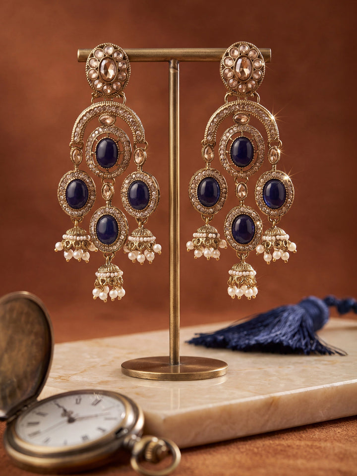 Libas Gold Plated Earrings with Pearl Drops