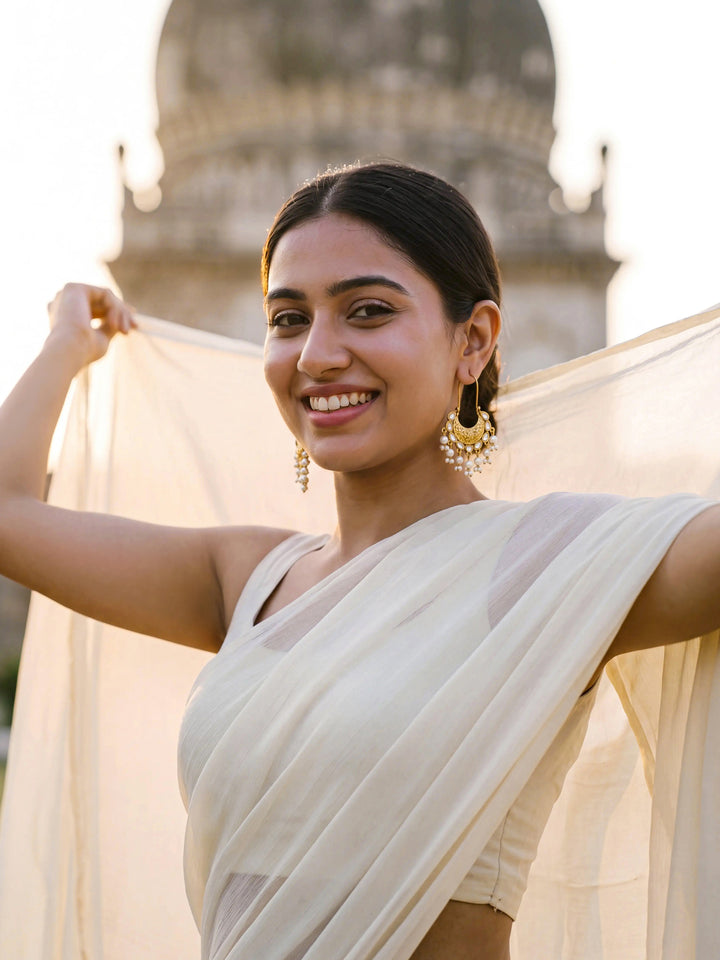 Libas Gold Tone Earrings with Pearl Drops