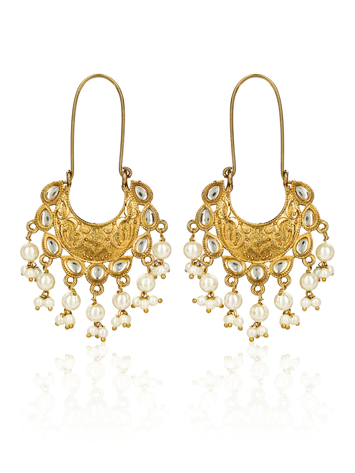 Libas Gold Tone Earrings with Pearl Drops