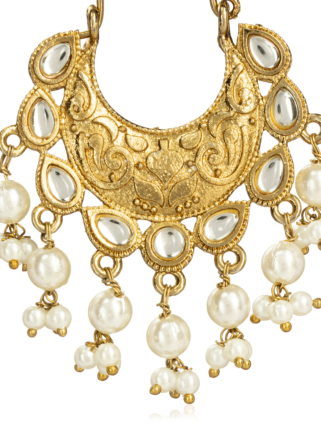 Libas Gold Tone Earrings with Pearl Drops