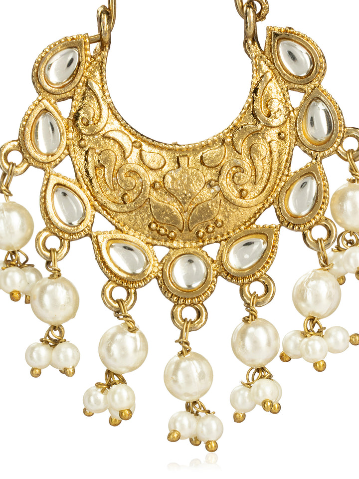 Libas Gold Tone Earrings with Pearl Drops