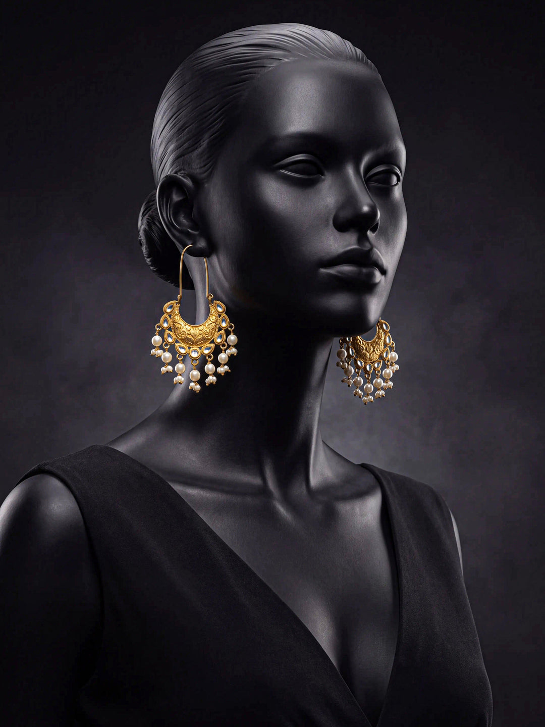 Libas Gold Tone Earrings with Pearl Drops