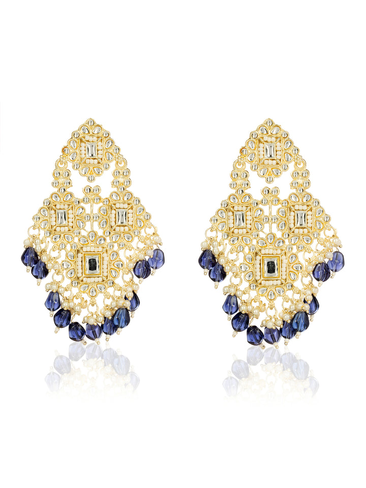 Libas Silver Tone Earrings with Blue Pearl Drop