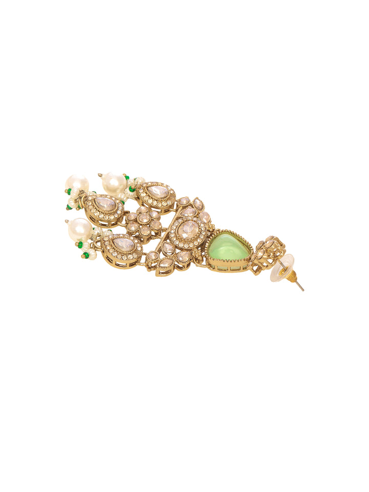 Libas Gold Tone Mint Green Stone Chandelier Earrings