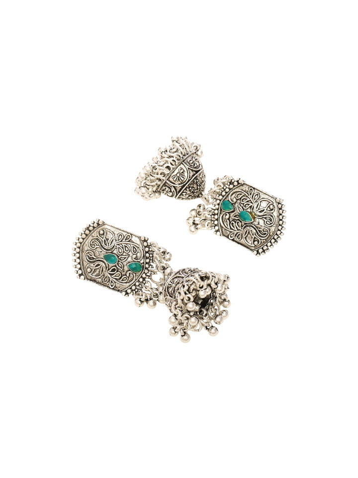Libas Oxidised Silver Peacock Choker Necklace Set