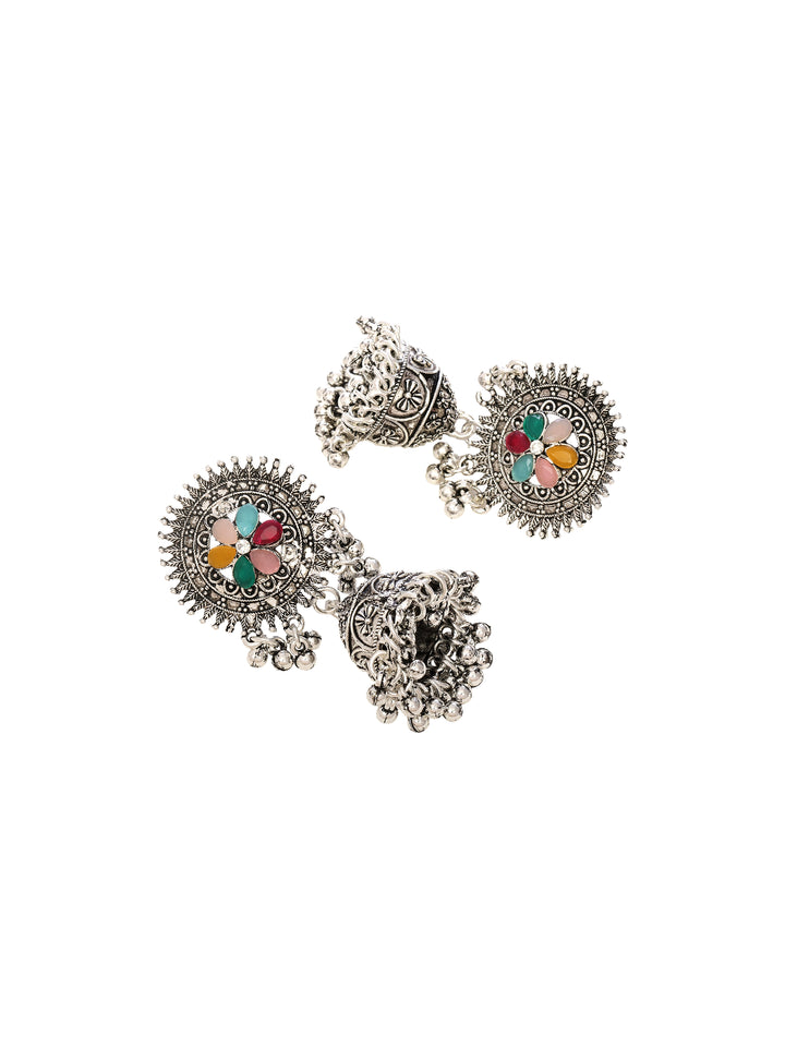 Libas Multi Stone Oxidized Choker Necklace Set