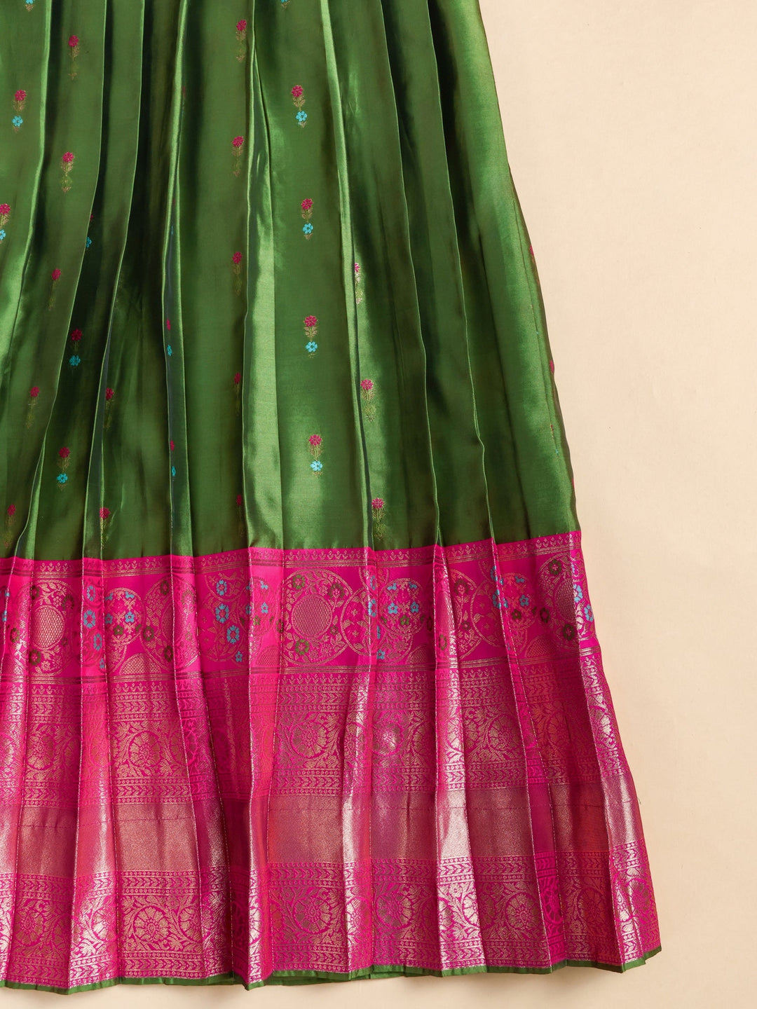 Libas Green Brocade Semi-Stitched Lehenga Choli