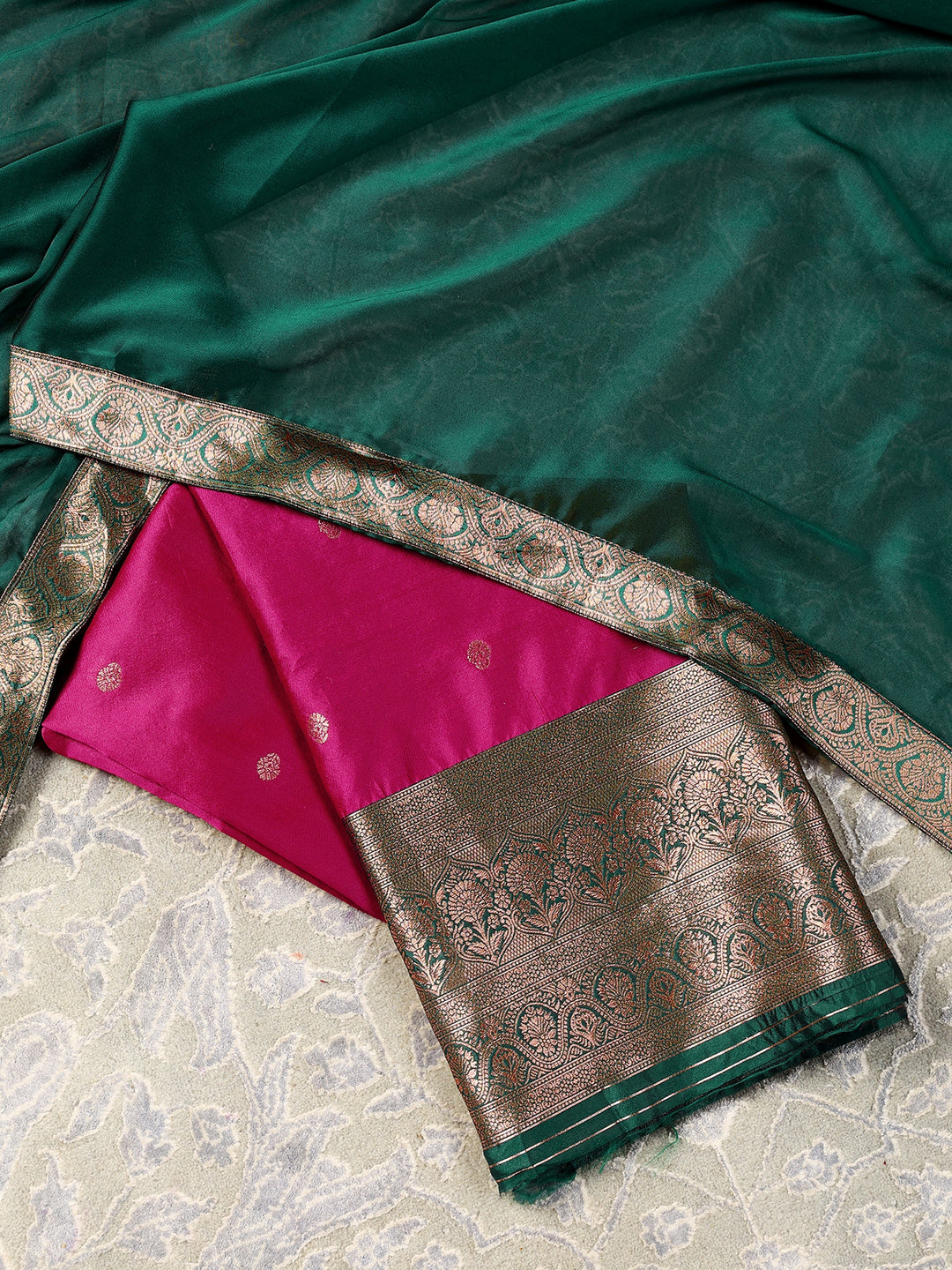 Libas Pink Brocade Unstitched Lehenga Set