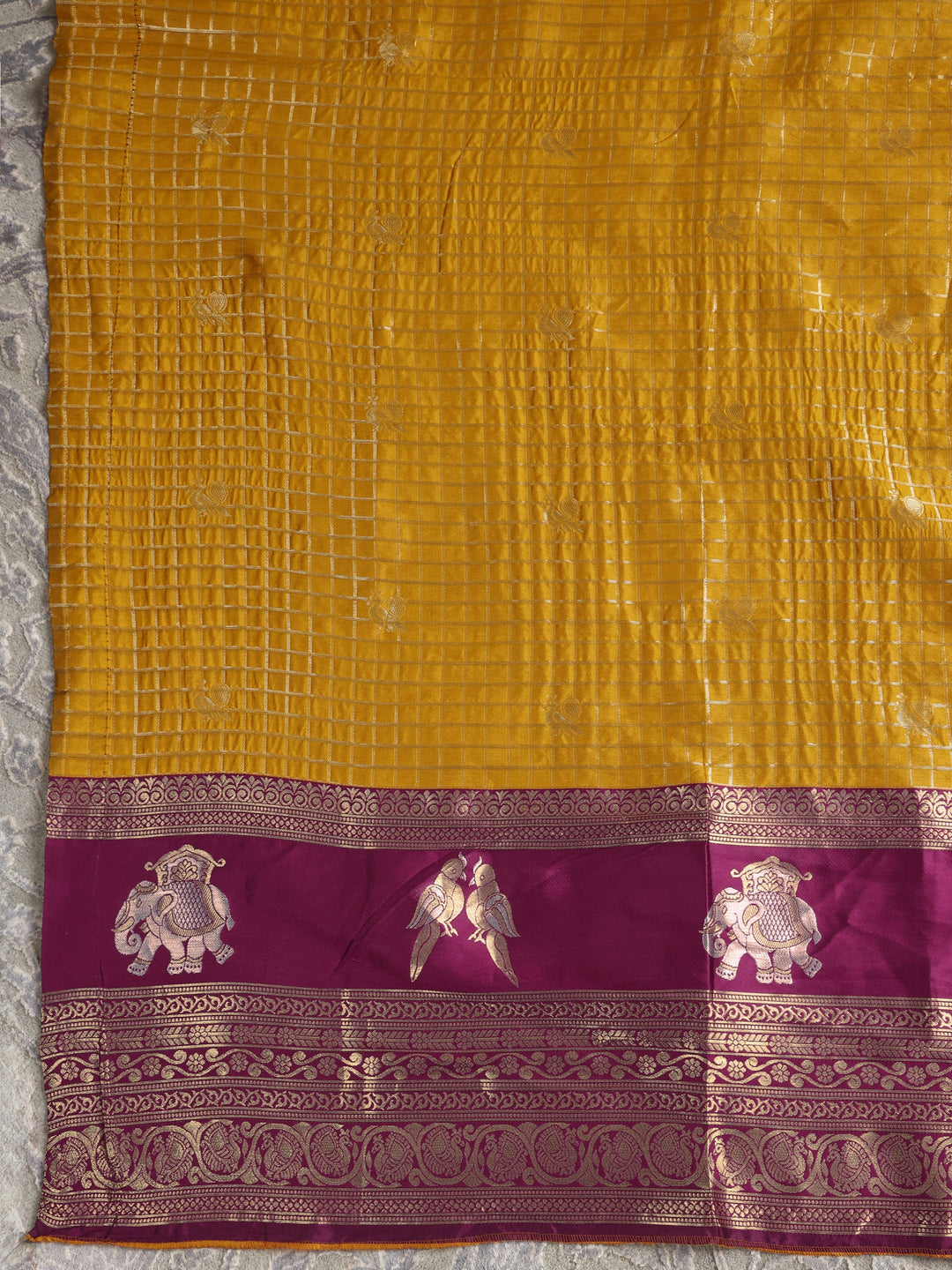 Libas Mustard Brocade Semi-Stitched Lehenga Choli