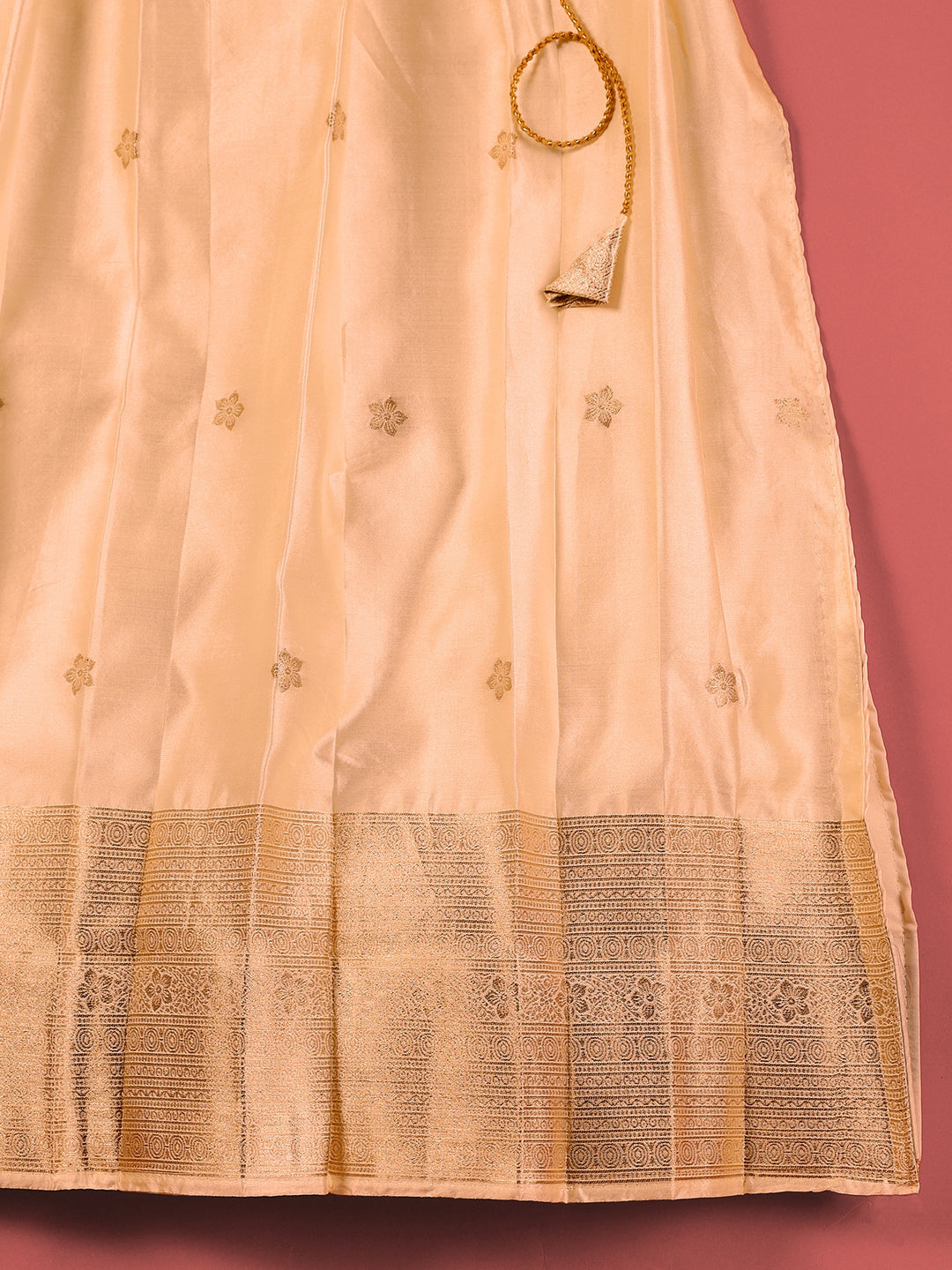 Libas Cream Brocade Unstitched Lehenga Set
