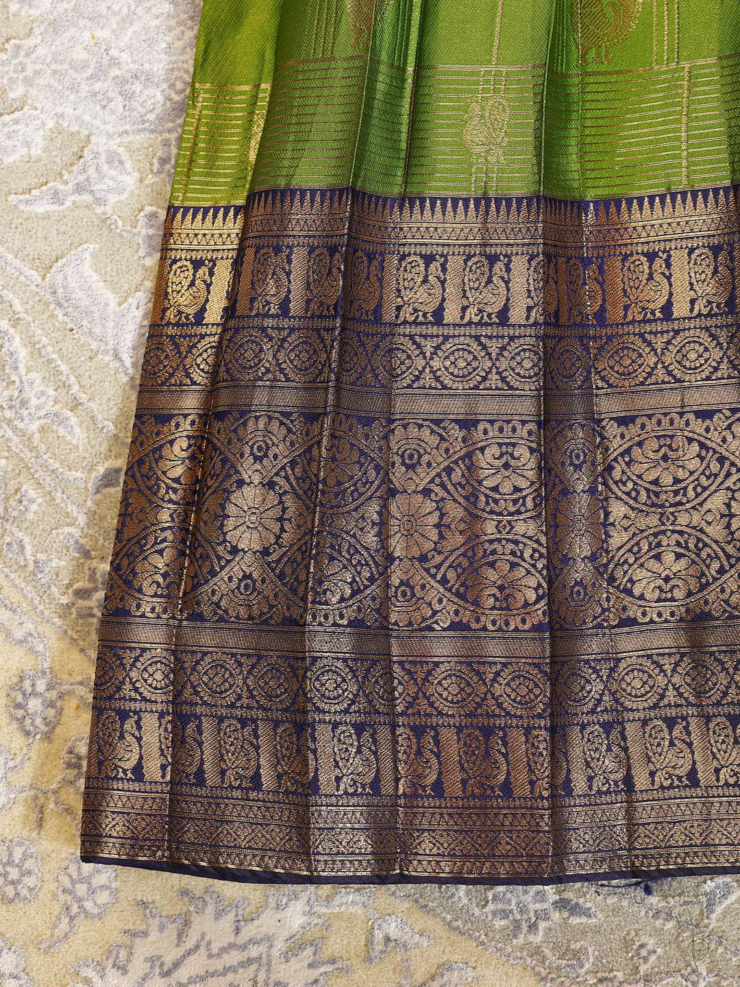 Libas Green Brocade Unstitched Lehenga Set