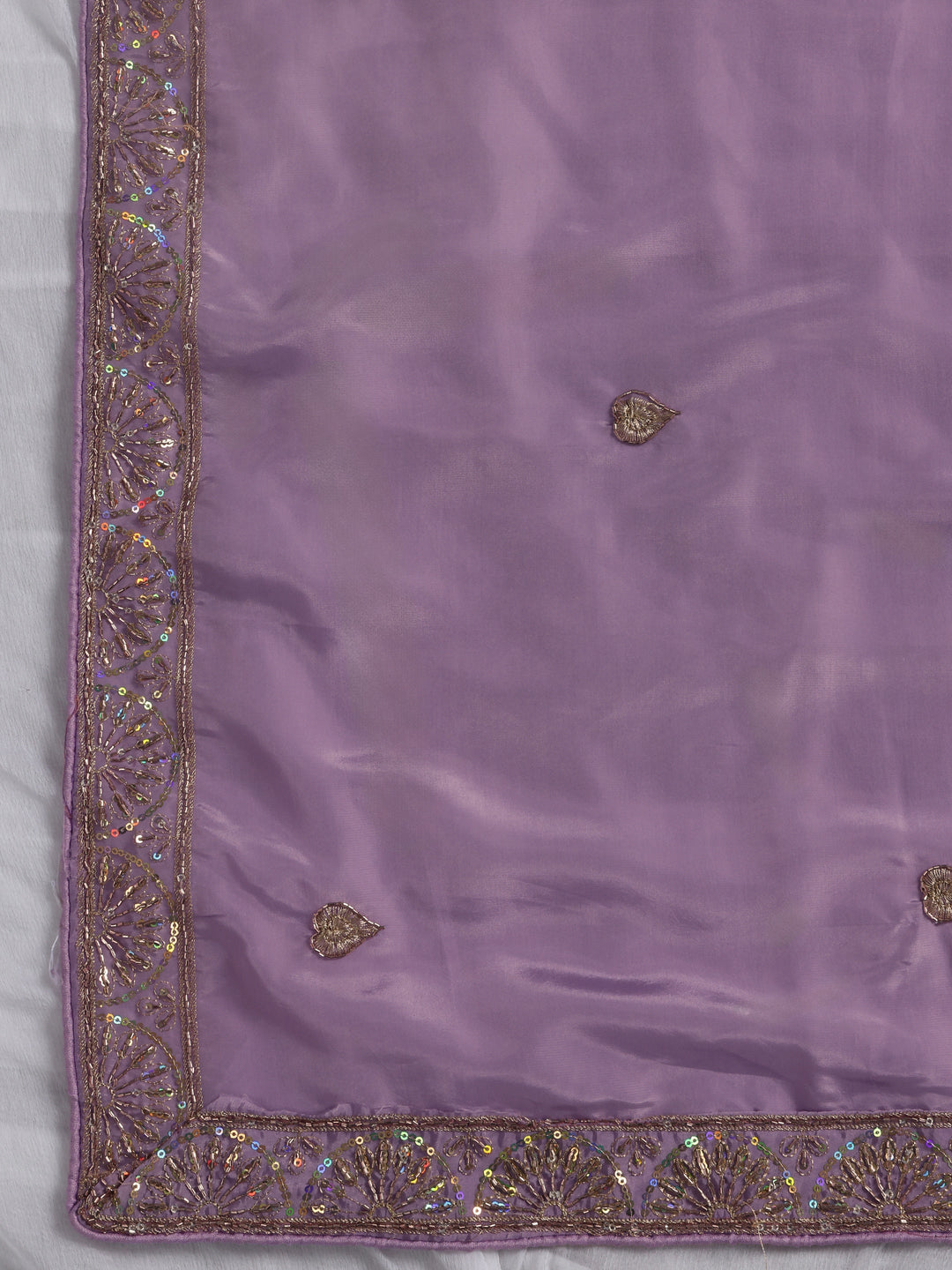 Libas Lavender Peacock Embroidered Tissue Semi-Stitched Lehenga Choli