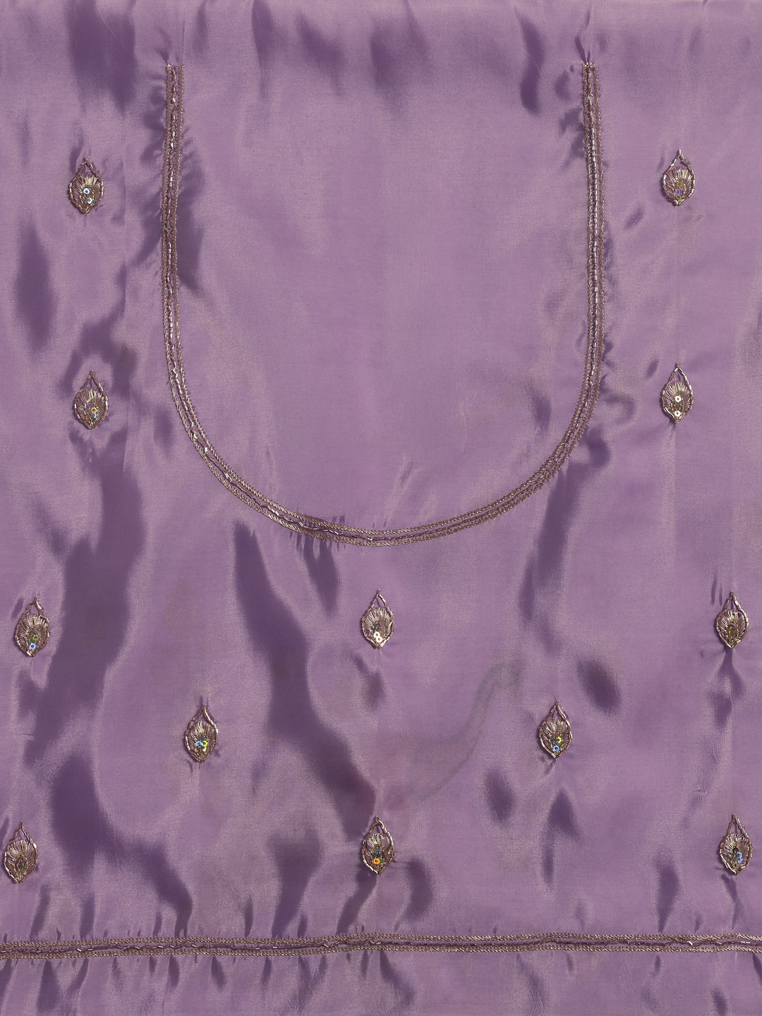 Libas Lavender Peacock Embroidered Tissue Semi-Stitched Lehenga Choli