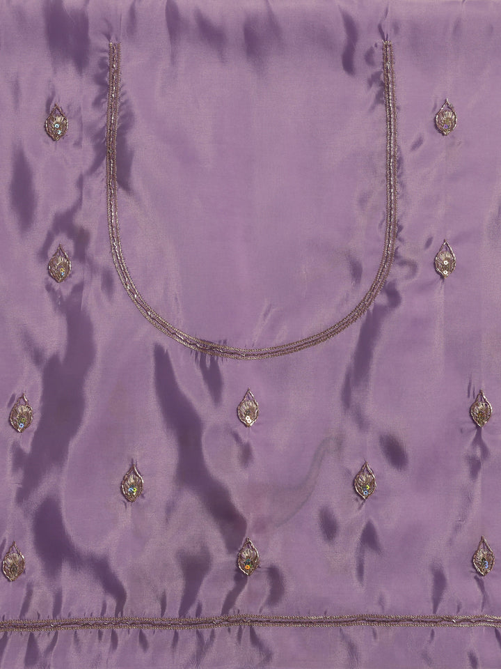 Libas Lavender Peacock Embroidered Tissue Semi-Stitched Lehenga Choli