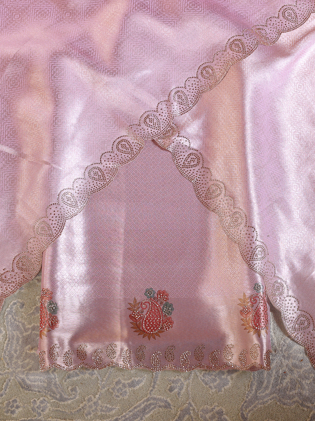 Libas Art Golden Embroidered Hem Silk Blend Unstitched Lehenga Set