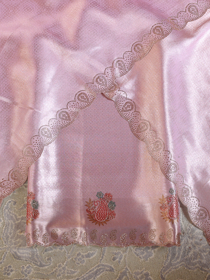 Libas Art Golden Embroidered Hem Silk Blend Unstitched Lehenga Set