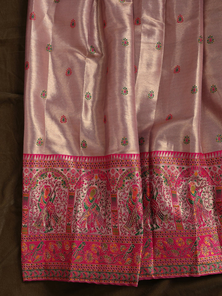 Libas Lavender Mughal Woven Design Silk Blend Semi-Stitched Lehenga Choli