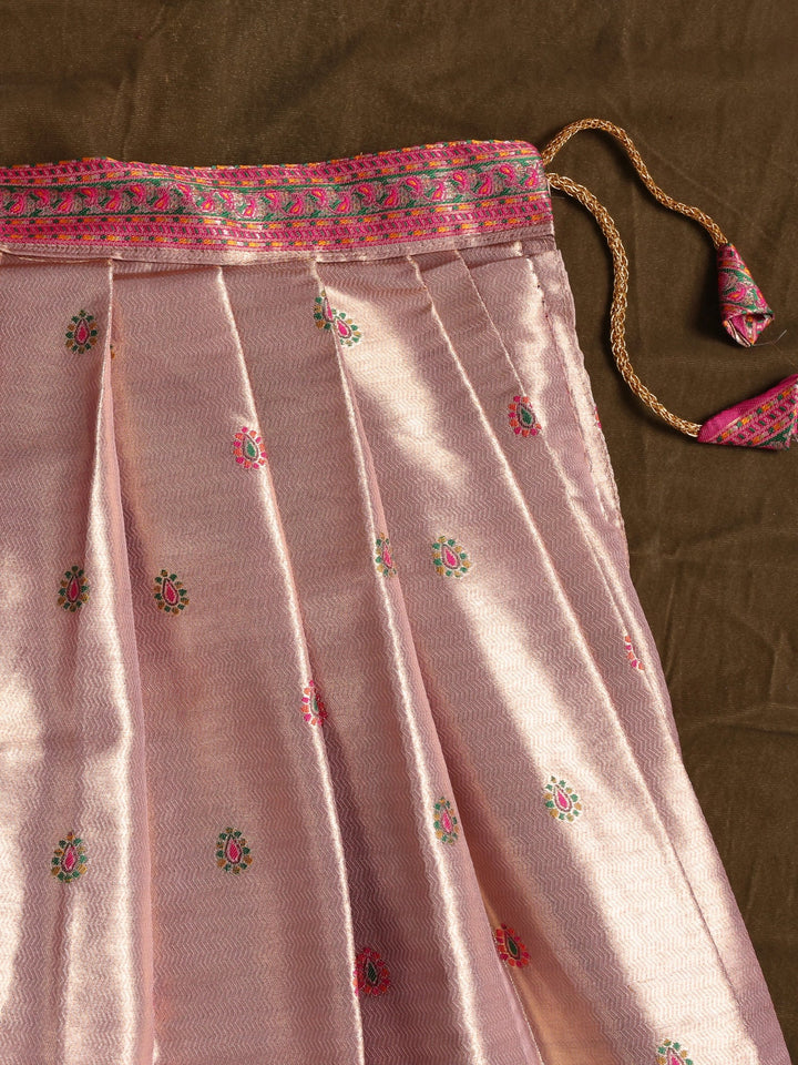 Libas Lavender Mughal Woven Design Silk Blend Semi-Stitched Lehenga Choli