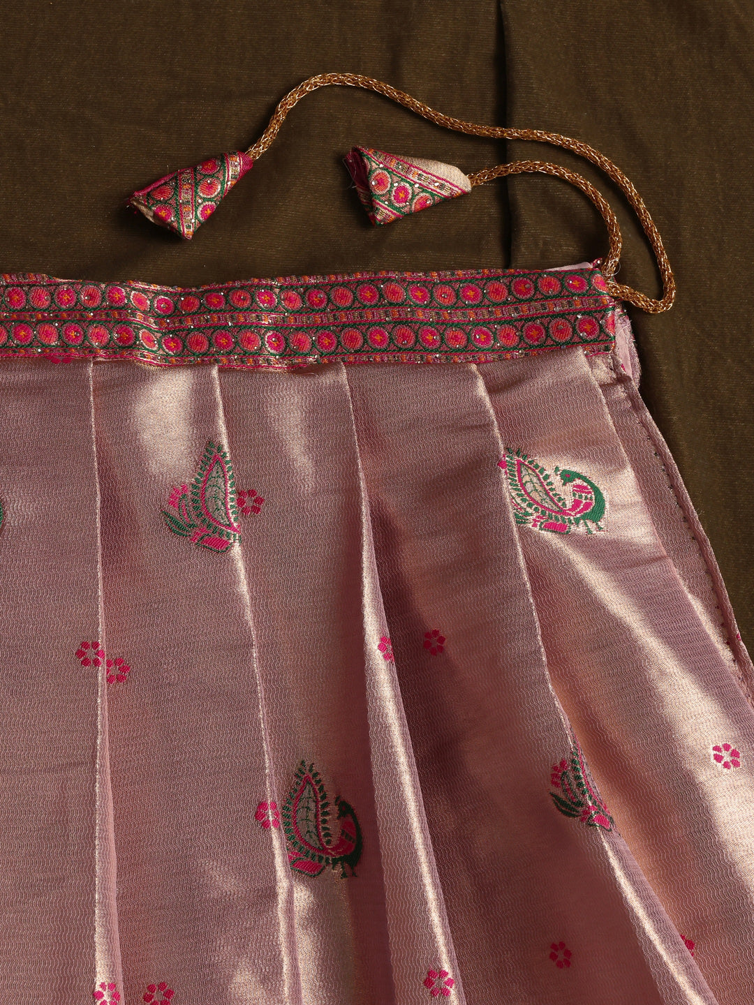 Libas Lavender Mughal Woven Design Silk Blend Semi-Stitched Lehenga Choli
