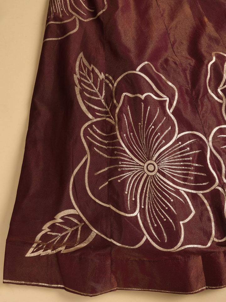 Libas Art Mauve Floral Woven Design Silk Blend Semi-Stitched Lehenga Choli