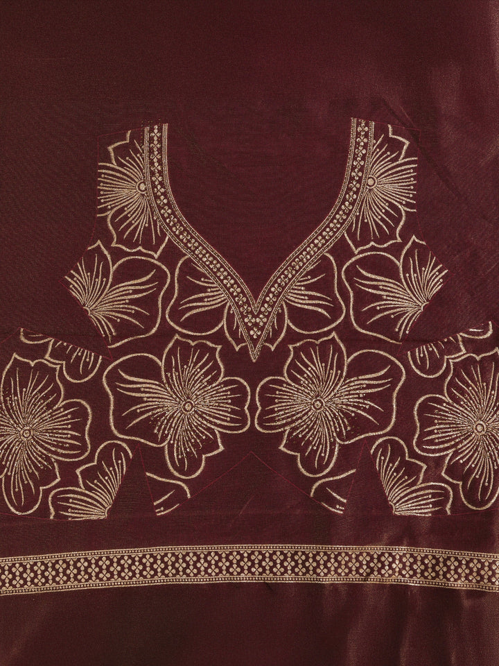 Libas Art Mauve Floral Woven Design Silk Blend Semi-Stitched Lehenga Choli