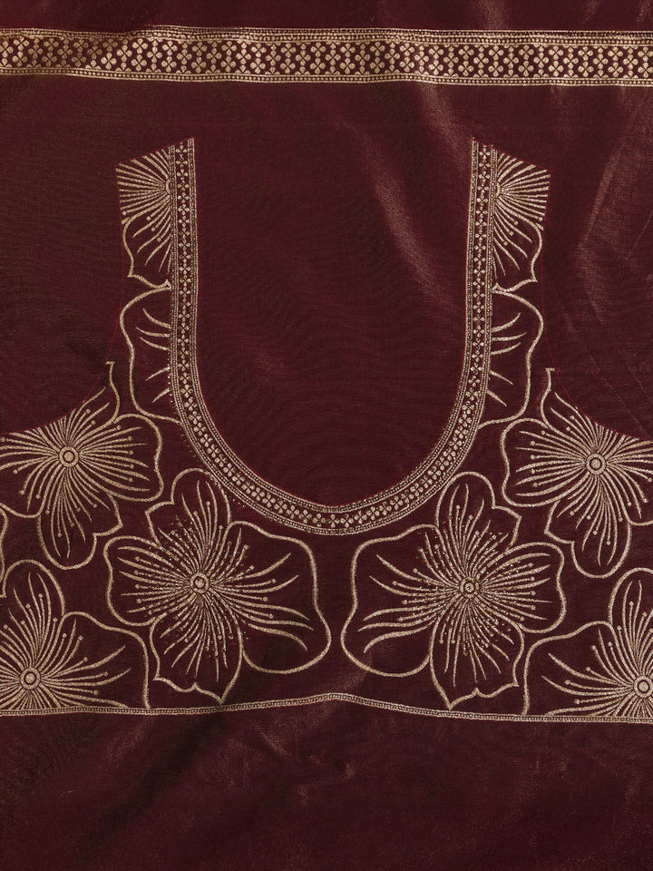 Libas Art Mauve Floral Woven Design Silk Blend Semi-Stitched Lehenga Choli