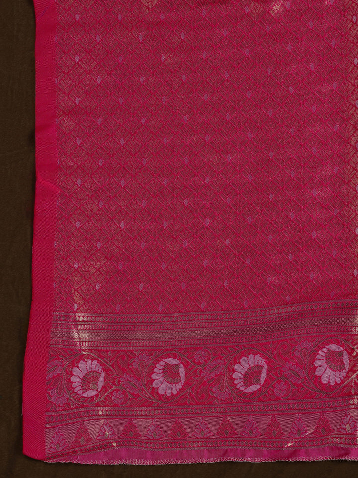 Libas Golden Woven Design Silk Blend Semi-Stitched Lehenga Choli