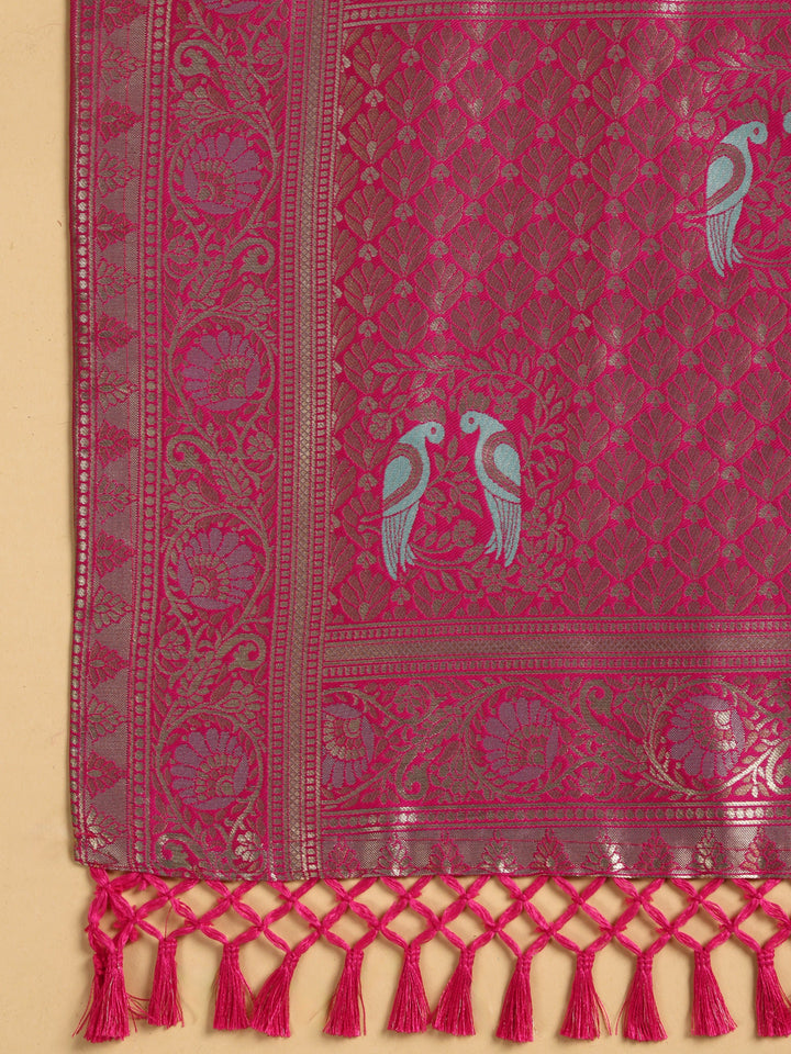 Libas Green Woven Design Silk Blend Semi-Stitched Lehenga Choli