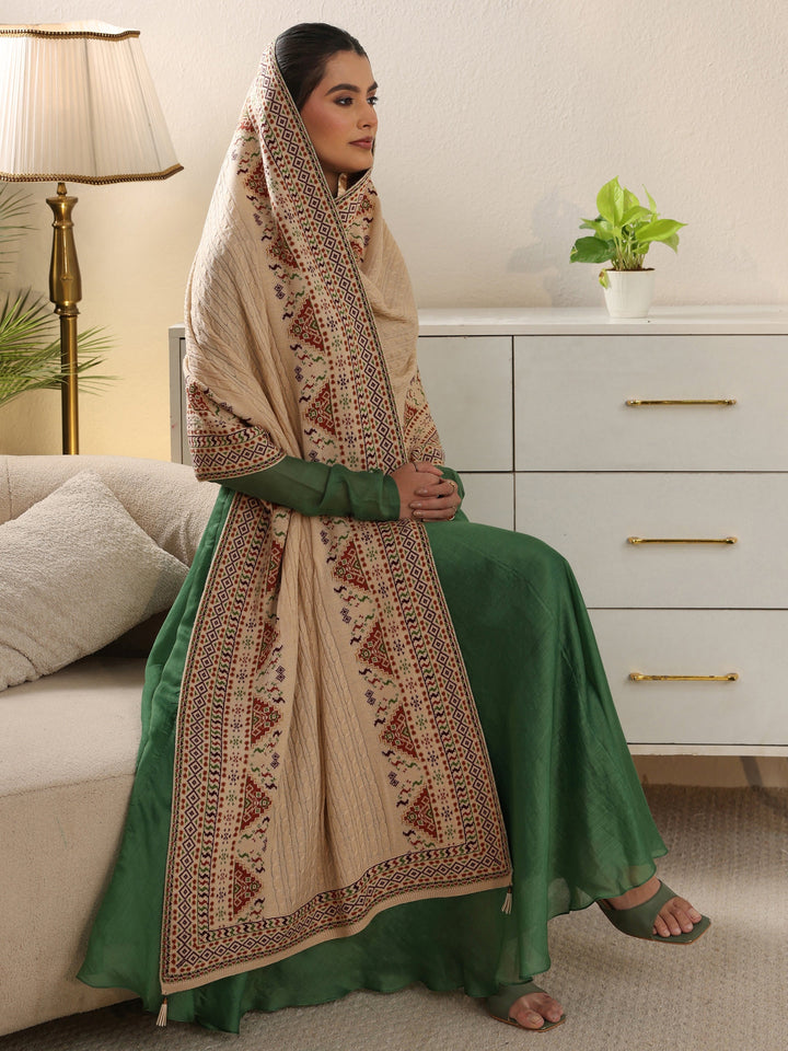 Libas Beige Cable Knit Acrylic Wrap Shawl