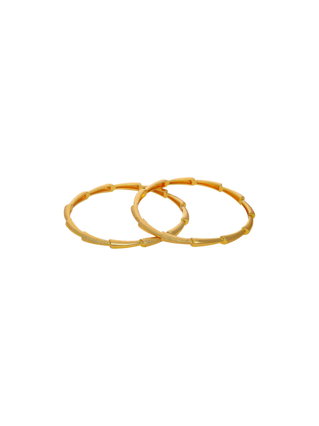 Libas Gold-Plated Contemporary Textured Brass Bangles