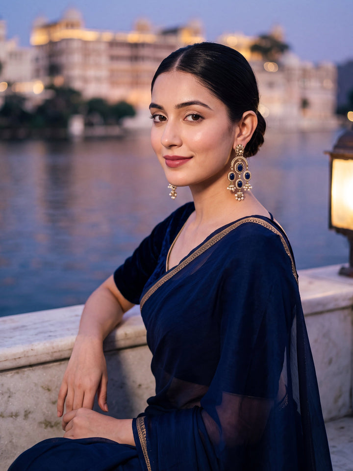 Libas Gold Plated Earrings with Pearl Drops