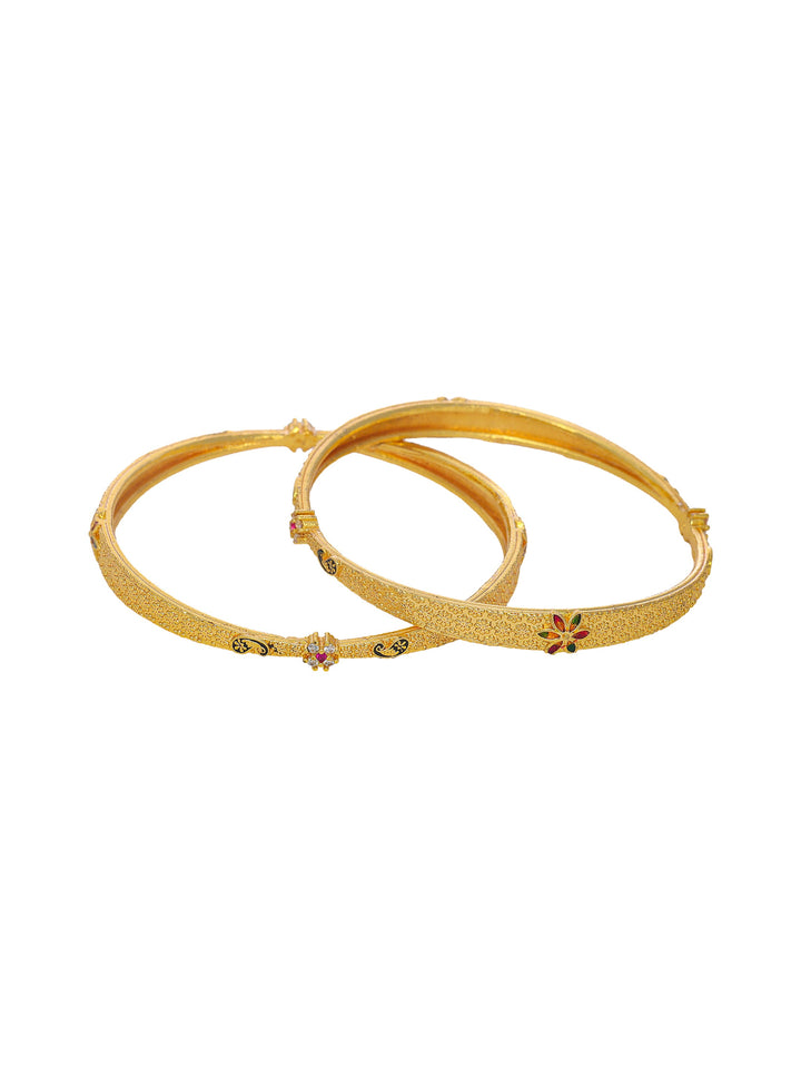 Libas Gold-Plated Meenakari Style Brass Bangles