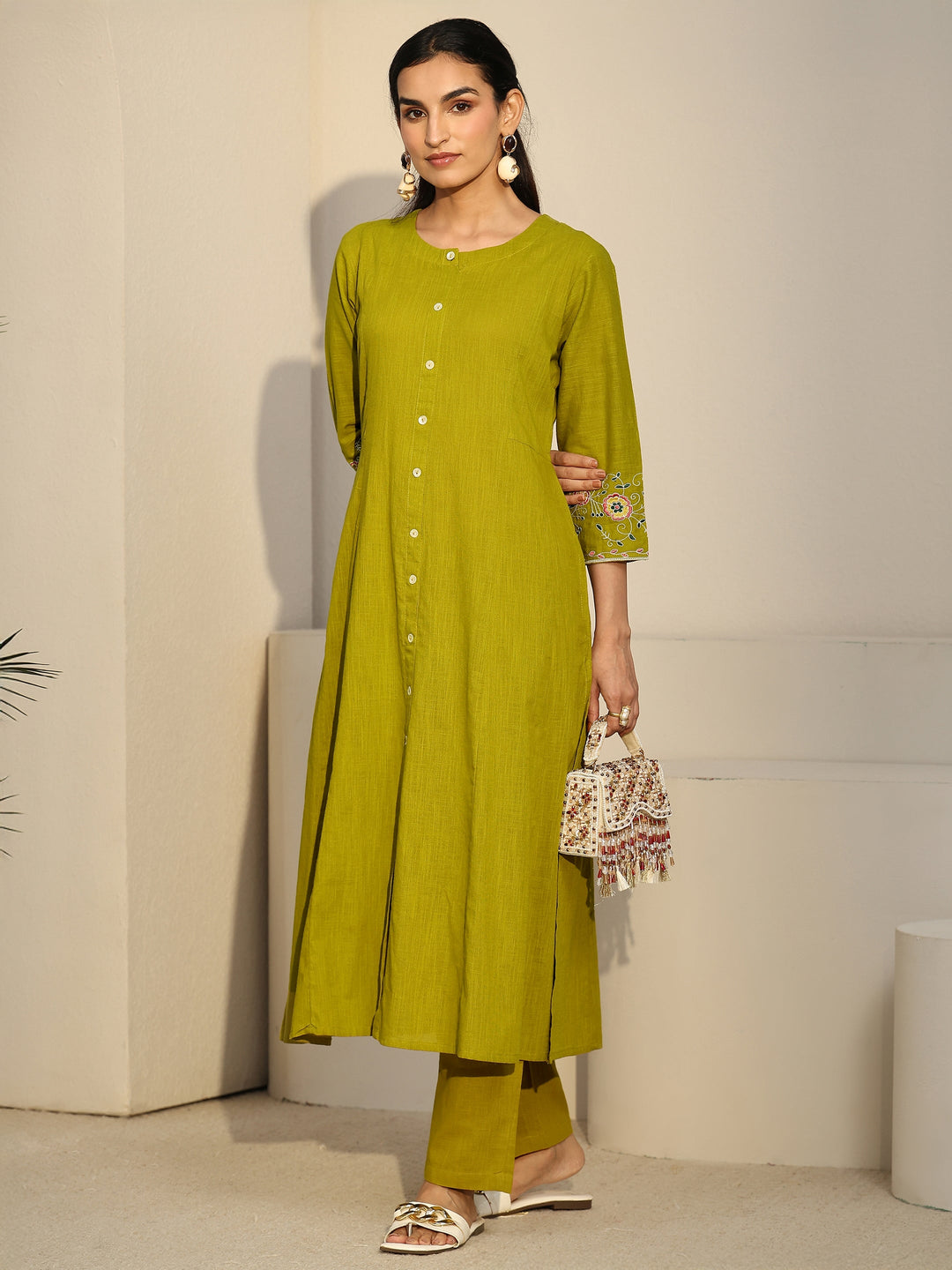 Libas Lime Green Cotton Co-Ord Set