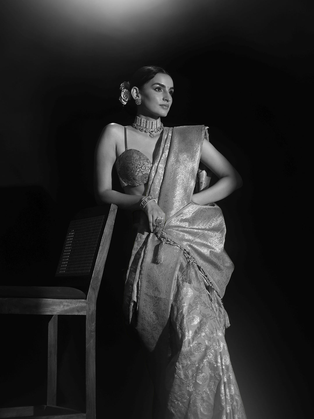 Libas Mint Green Banarasi Silk Blend Saree