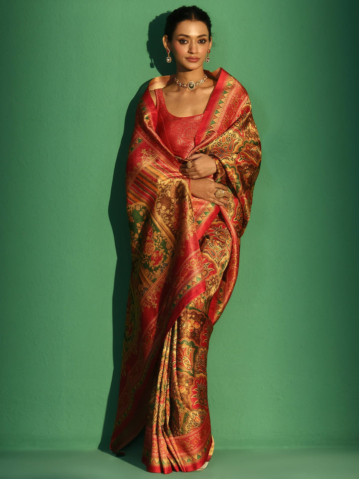 Libas Multicolour Woven Design Silk Blend Saree
