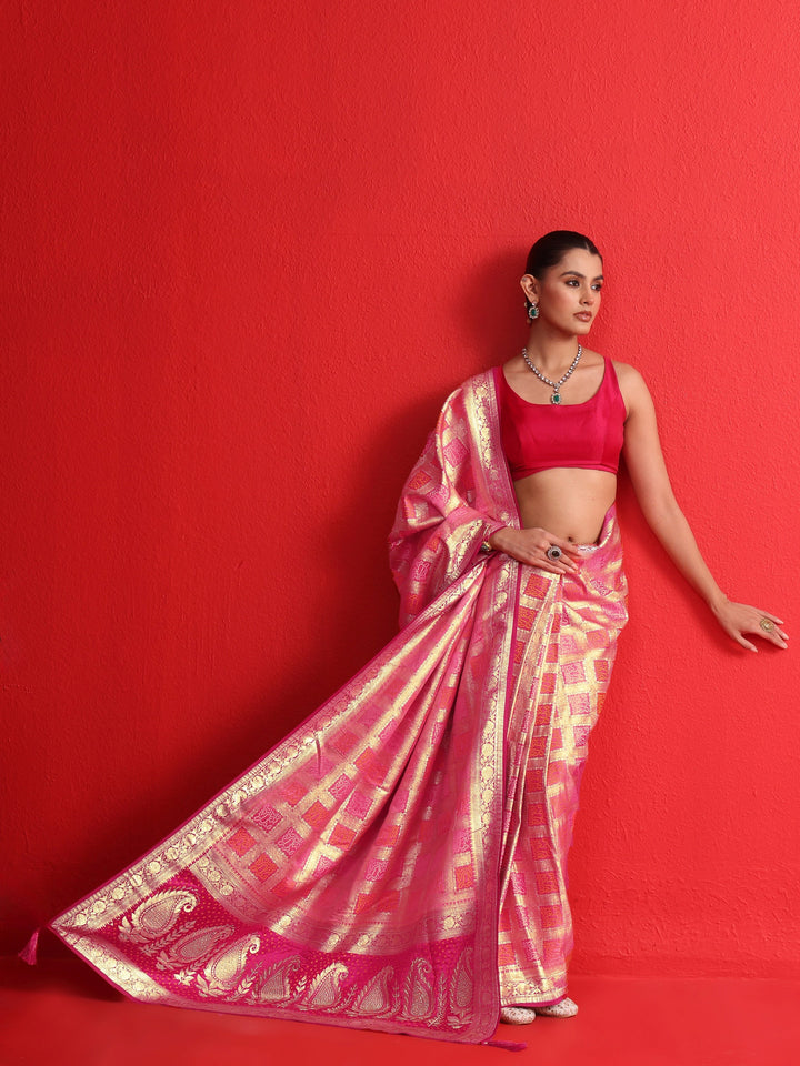 Libas Peach Gharchola Stone Work Silk Blend Saree