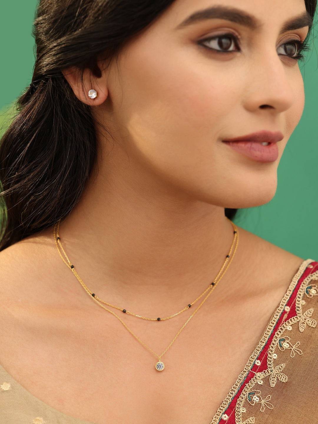 Libas Double-Layered Pearl Pendant 18K Gold Plated Mangalsutra
